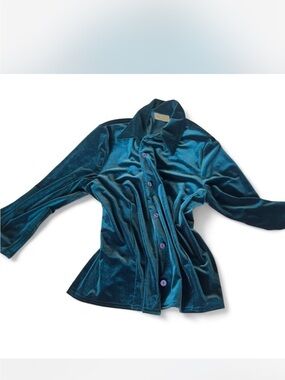 Kathie Lee Collection Teal Velvet Top